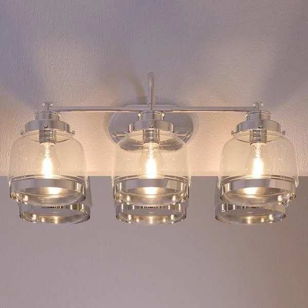 Durable Industrial Lighting for Harsh EnvironmentsUHP2538 Luxe Industrial Bathroom Vanity Light, 11.25"H x 26"W, Polished Nickel Finish, Nottingham Collection Durable Industrial Lighting for Harsh EnvironmentsUHP2538 Luxe Industrial Bathroom Vanity Light, 11.25"H x 26"W, Polished Nickel Finish, Nottingham Collection