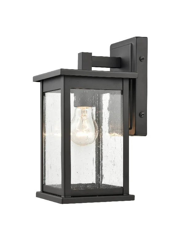 Industrial Lighting for Electronics ManufacturingBowton Outdoor Wall Sconce - Powder Coat Black - Clear Seeded Glass - 6.75in. Extension - E26 Medium Base Industrial Lighting for Electronics ManufacturingBowton Outdoor Wall Sconce - Powder Coat Black - Clear Seeded Glass - 6.75in. Extension - E26 Medium Base