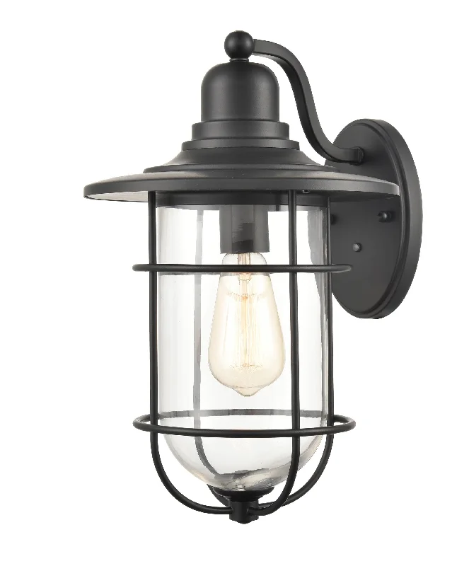High - Bay LED Industrial Lighting for WarehousesOutdoor Wall Sconce - Powder Coat Black - Clear Glass - 10in. Extension - E26 Medium Base High - Bay LED Industrial Lighting for WarehousesOutdoor Wall Sconce - Powder Coat Black - Clear Glass - 10in. Extension - E26 Medium Base