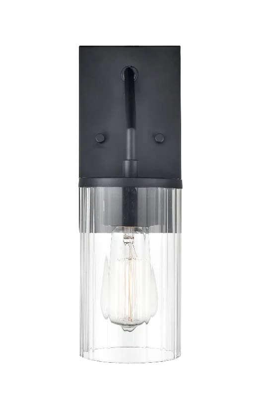 Industrial Pendant Lighting for Machine ShopsBeverlly Wall Sconce - Matte Black - Clear Beveled Glass - 8.7in. Extension - E26 Medium Base