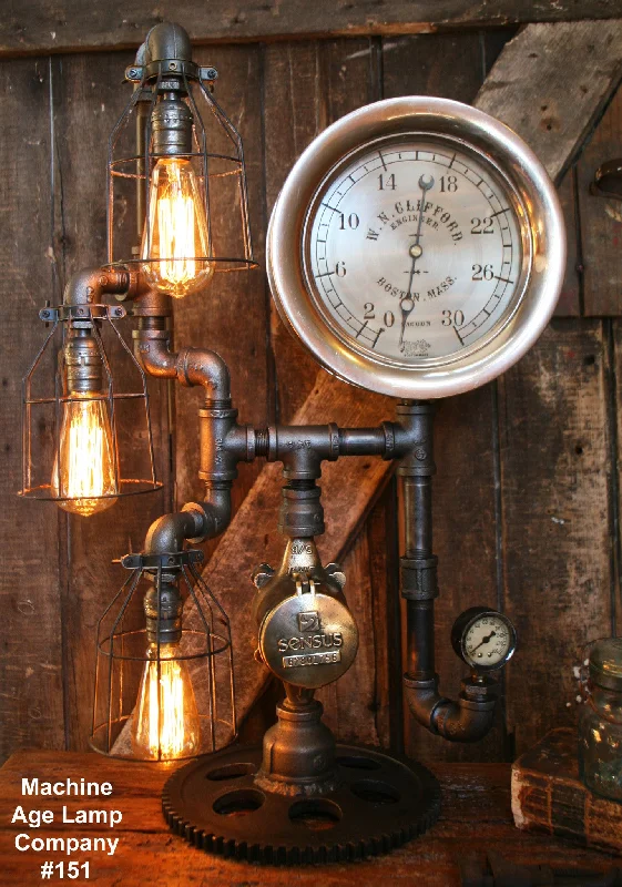 Industrial Lighting for Woodworking FactoriesSteampunk Lamp Brass Steam Gauge - #151 - SOLD Industrial Lighting for Woodworking FactoriesSteampunk Lamp Brass Steam Gauge - #151 - SOLD