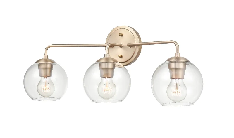 Explosion - Proof Industrial Lighting for Hazardous Locations3 Lamps Bathroom Vanity Light - Modern Gold - Clear Glass - 25.5in. Wide Explosion - Proof Industrial Lighting for Hazardous Locations3 Lamps Bathroom Vanity Light - Modern Gold - Clear Glass - 25.5in. Wide