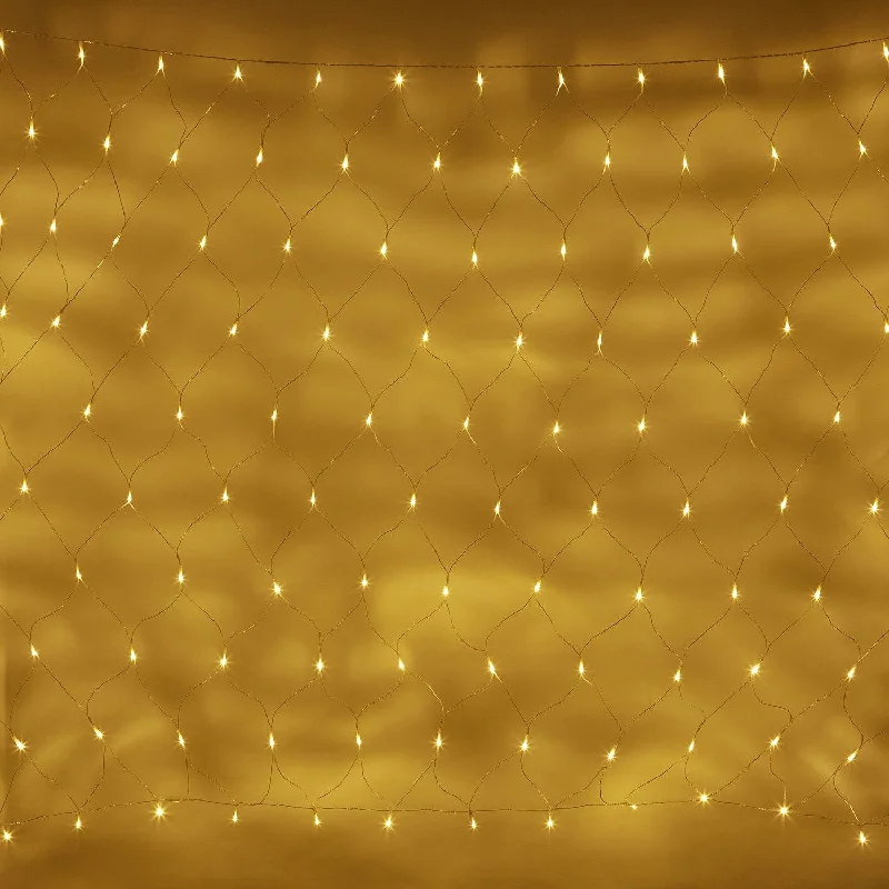 String Lights for Restaurant Outdoor SeatingEssential Connect 4m x 1.5m 280 Warm White Connectable Net Lights Clear Cable