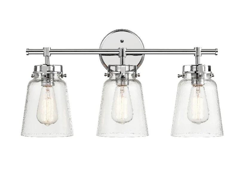 Industrial Exit Sign Lighting for Quick Evacuation3 Lamps Amberose Vanity Light - Chrome - Hammered Glass - 23in. Wide Industrial Exit Sign Lighting for Quick Evacuation3 Lamps Amberose Vanity Light - Chrome - Hammered Glass - 23in. Wide