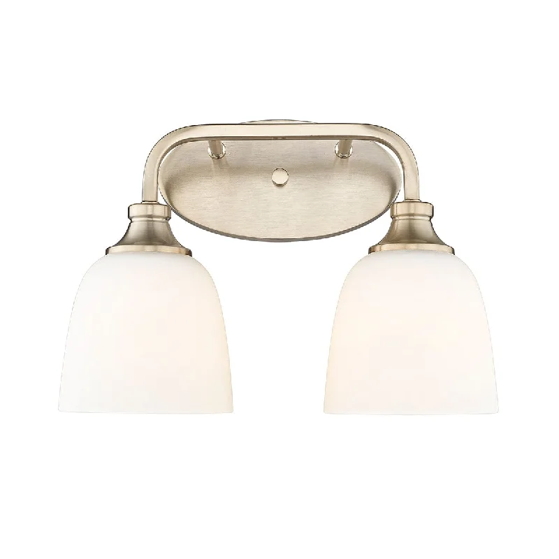 Industrial Lighting for Electronics Manufacturing2 Lamps Alberta Vanity Light - Modern Gold - White Glass - 15in. Wide Industrial Lighting for Electronics Manufacturing2 Lamps Alberta Vanity Light - Modern Gold - White Glass - 15in. Wide