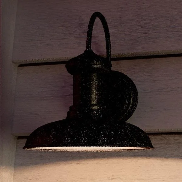 Industrial Task Lighting for Precision WorkstationsUHP1028 Luxe Industrial Chic Outdoor Wall Light, 12.375"H x 12"W, Olde Iron Finish, Palermo Collection Industrial Task Lighting for Precision WorkstationsUHP1028 Luxe Industrial Chic Outdoor Wall Light, 12.375"H x 12"W, Olde Iron Finish, Palermo Collection