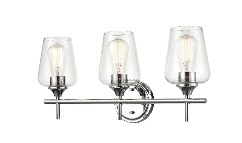 Industrial Lighting for Metal Fabrication Shops3 Lamps Ashford Vanity Light - Chrome - Clear Glass - 22in. Wide Industrial Lighting for Metal Fabrication Shops3 Lamps Ashford Vanity Light - Chrome - Clear Glass - 22in. Wide
