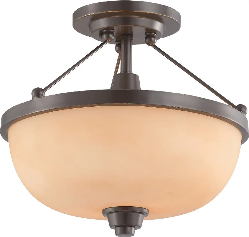 Nuvo Lighting 60-4208 Helium Collection Two Light Semi Flush Ceiling Mount in Vintage Bronze Finish Nuvo Lighting 60-4208 Helium Collection Two Light Semi Flush Ceiling Mount in Vintage Bronze Finish