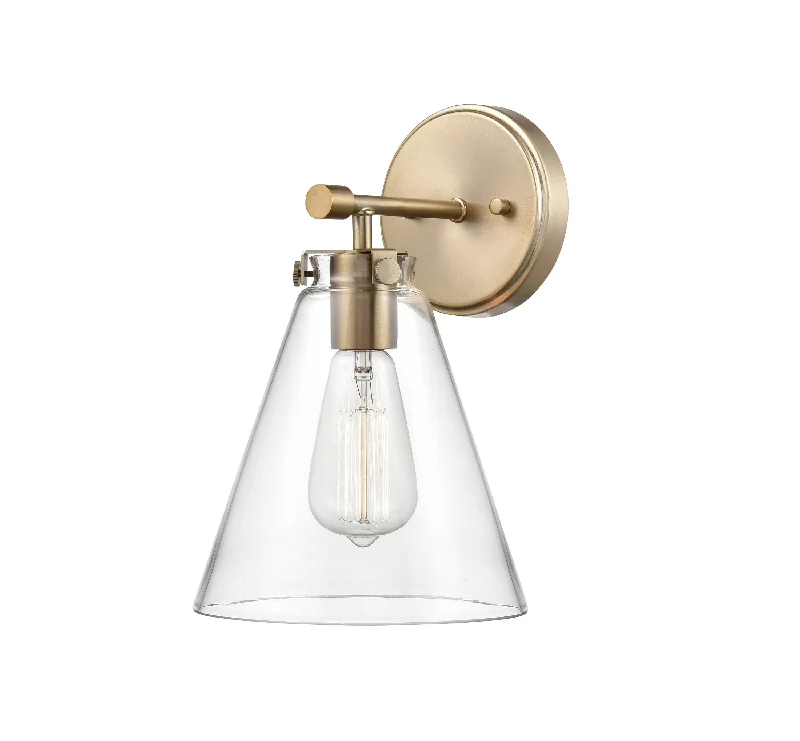 Industrial Lighting for Pharmaceutical ManufacturingAliza Wall Sconce - Modern Gold - Clear Glass - 8.5in. Extension - E26 Medium Base Industrial Lighting for Pharmaceutical ManufacturingAliza Wall Sconce - Modern Gold - Clear Glass - 8.5in. Extension - E26 Medium Base