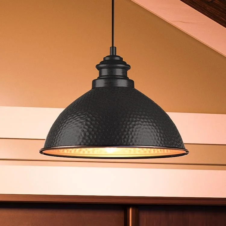 Industrial Area Lighting for Large Open SpacesUHP1171 Hammered Outdoor Pendant Light, 8" x 12", Midnight Black Finish, Firenze Collection Industrial Area Lighting for Large Open SpacesUHP1171 Hammered Outdoor Pendant Light, 8" x 12", Midnight Black Finish, Firenze Collection