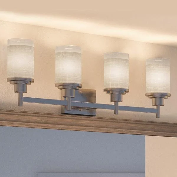 Corrosion - Resistant Industrial Lighting for Coastal FactoriesUHP2014 Contemporary Bathroom Vanity Light, 9.4375"H x 31"W, Brushed Nickel Finish, Cupertino Collection Corrosion - Resistant Industrial Lighting for Coastal FactoriesUHP2014 Contemporary Bathroom Vanity Light, 9.4375"H x 31"W, Brushed Nickel Finish, Cupertino Collection