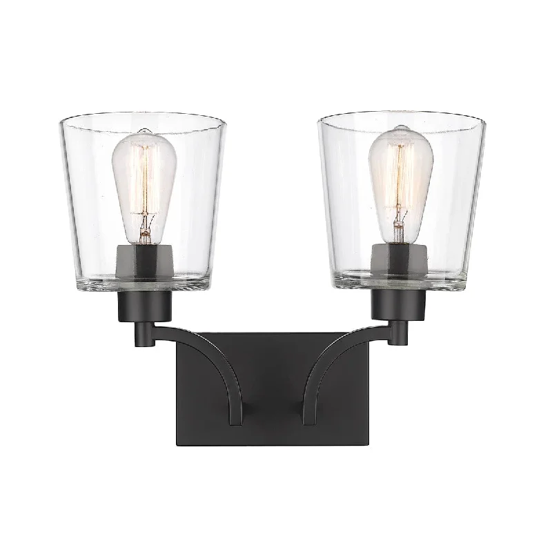 Color - Tunable Industrial Lighting for Special Applications2 Lamps Evalon Vanity Light - Matte Black - Clear Glass - 16in. Wide Color - Tunable Industrial Lighting for Special Applications2 Lamps Evalon Vanity Light - Matte Black - Clear Glass - 16in. Wide