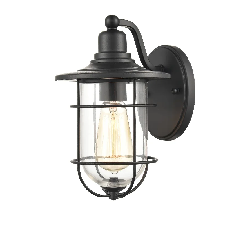 Waterproof Industrial Lighting for Wet AreasOutdoor Wall Sconce - Powder Coat Black - Clear Glass - 8in. Extension - E26 Medium Base Waterproof Industrial Lighting for Wet AreasOutdoor Wall Sconce - Powder Coat Black - Clear Glass - 8in. Extension - E26 Medium Base