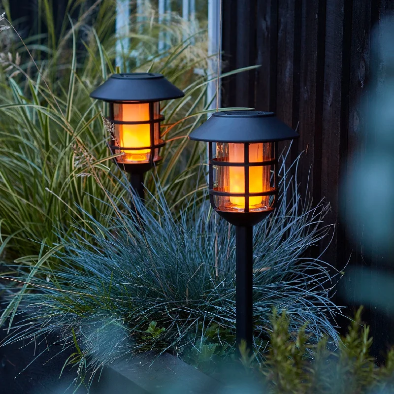 String Lights for Outdoor Dining Areas2 Moving Flame Solar Stake Lights