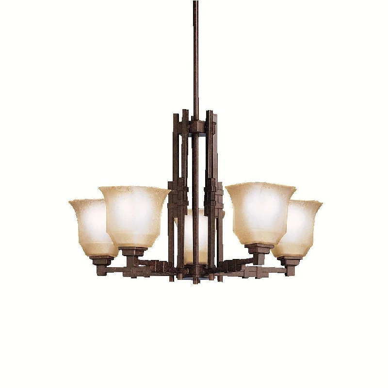 Aztec 34903 by Kichler Lighting Silverton Collection Five Light Hanging Chandelier in Tannery Bronze Finish