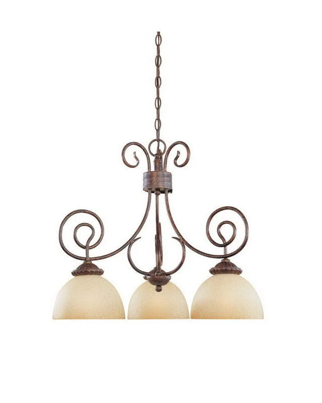 Designers Fountain Lighting 99384 AUB Belaire Collection Three Light Hanging Chandelier in Aged Umber Bronze Finish