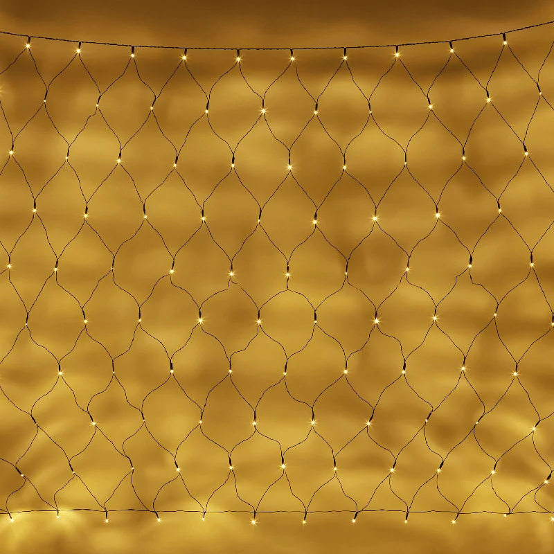 Solar - Powered String Lights for Energy - Saving BackyardsEssential Connect 4m x 1.5m 280 Warm White Connectable Net Lights Green Cable