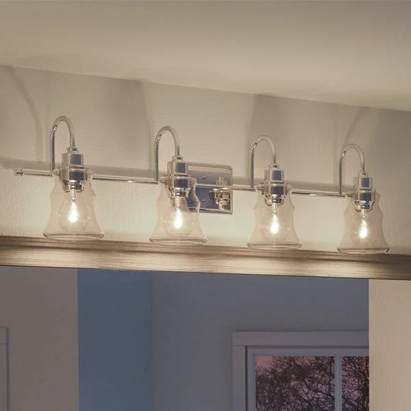 Durable Industrial Lighting for Harsh EnvironmentsUHP2554 Vintage Bathroom Vanity Light, 9.25"H x 33.375"W, Polished Chrome Finish, Columbus Collection Durable Industrial Lighting for Harsh EnvironmentsUHP2554 Vintage Bathroom Vanity Light, 9.25"H x 33.375"W, Polished Chrome Finish, Columbus Collection
