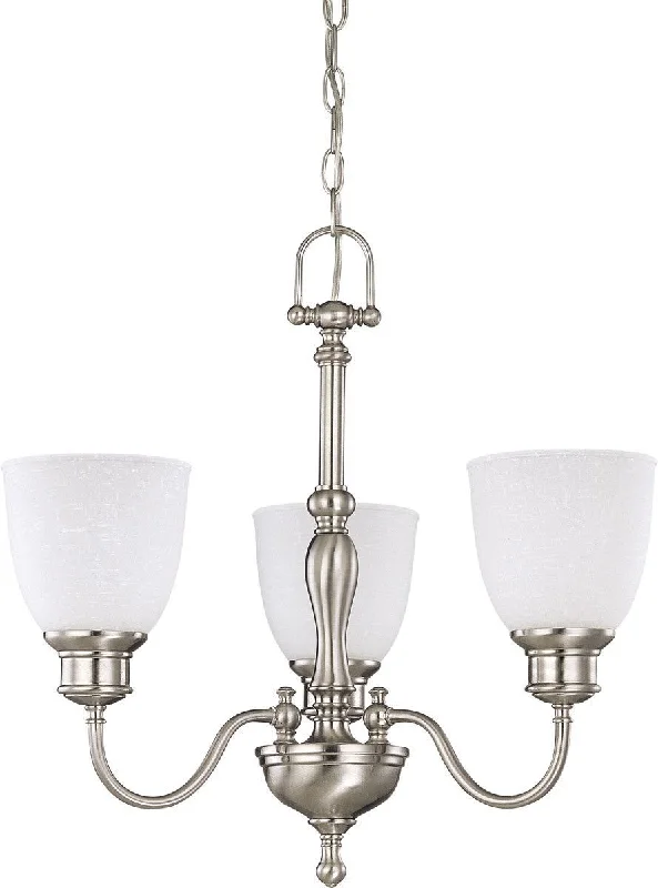 Nuvo Lighting 60-2773 Bella Collection Three Light Hanging Chandelier in Brushed Nickel Finish Nuvo Lighting 60-2773 Bella Collection Three Light Hanging Chandelier in Brushed Nickel Finish