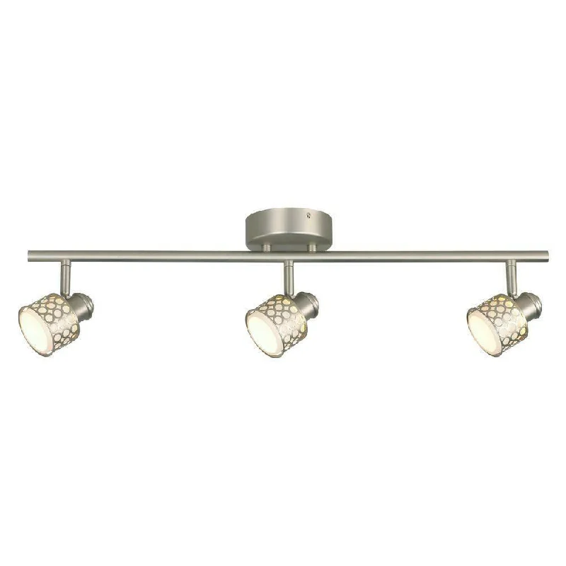 CE 38672 Three Light LED Directional Linear Ceiling Fixture with Glass Basket in Brushed Nickel Finish CE 38672 Three Light LED Directional Linear Ceiling Fixture with Glass Basket in Brushed Nickel Finish