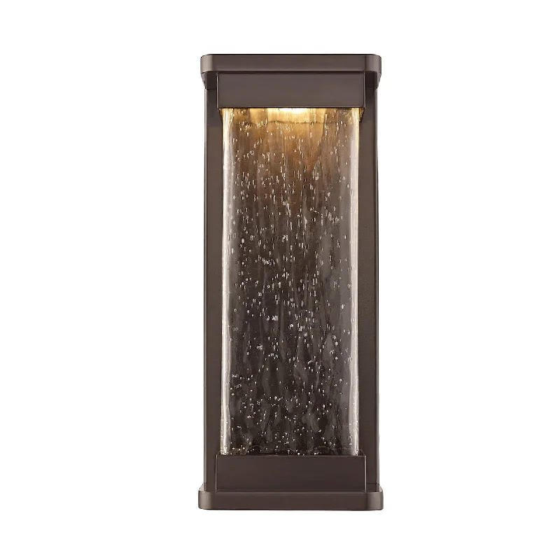 Industrial Area Lighting for Large Open SpacesEderle Outdoor Wall Lamp - Powder Coat Bronze - Clear Water Seeded Glass - 11W Integrated LED Module - 850lm - 16in. H - 3000K Warm White Industrial Area Lighting for Large Open SpacesEderle Outdoor Wall Lamp - Powder Coat Bronze - Clear Water Seeded Glass - 11W Integrated LED Module - 850lm - 16in. H - 3000K Warm White