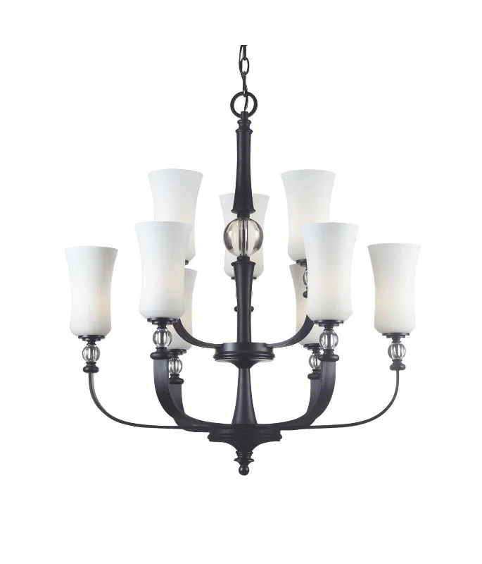 Z-Lite Lighting 604-9 Harmony Collection Nine Light Chandelier in Matte Black Finish Z-Lite Lighting 604-9 Harmony Collection Nine Light Chandelier in Matte Black Finish