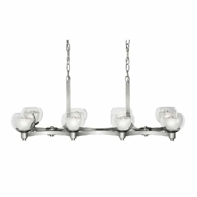 Aztec by Kichler Lighting 34548 Eight Light Contemporary Hanging Linear Chandelier in Brushed Nickel Finish Aztec by Kichler Lighting 34548 Eight Light Contemporary Hanging Linear Chandelier in Brushed Nickel Finish