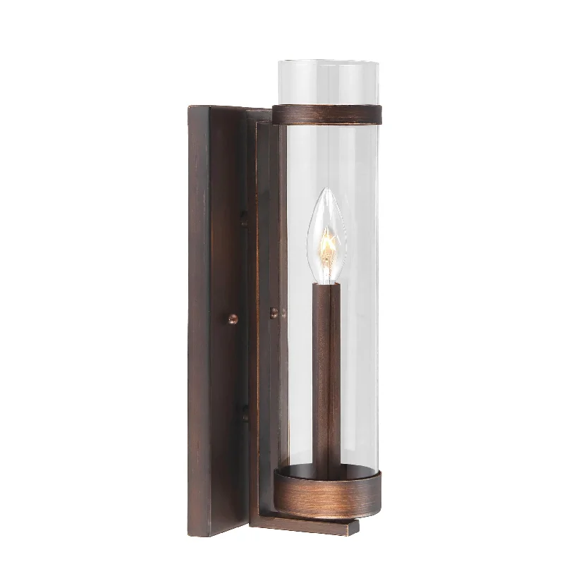 Corrosion - Resistant Industrial Lighting for Coastal FactoriesMilan Single Lamp Wall Sconce - Rubbed Bronze - Clear Glass - 5in. Extension - E12 Candelabra Base Corrosion - Resistant Industrial Lighting for Coastal FactoriesMilan Single Lamp Wall Sconce - Rubbed Bronze - Clear Glass - 5in. Extension - E12 Candelabra Base