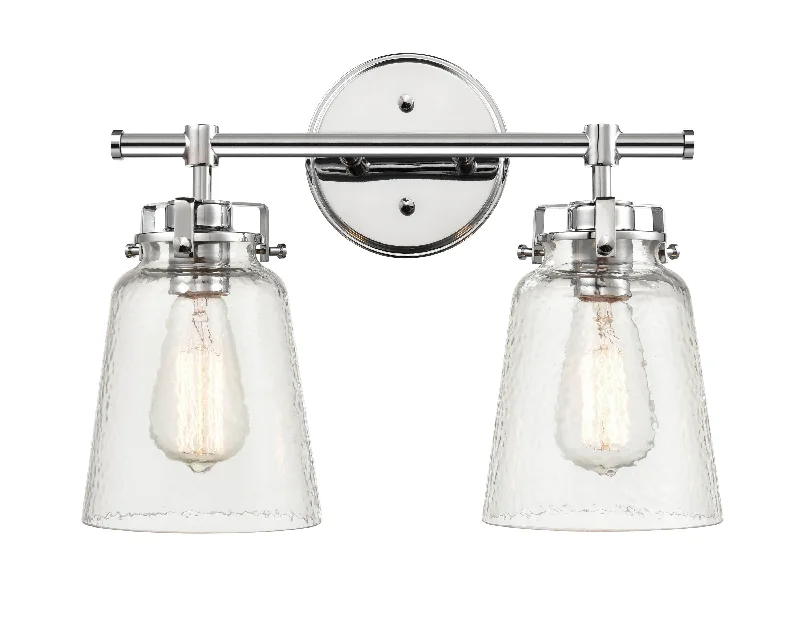 Dimmable Industrial Lighting for Ambiance Control2 Lamps Amberose Vanity Light - Chrome - Hammered Glass - 16in. Wide Dimmable Industrial Lighting for Ambiance Control2 Lamps Amberose Vanity Light - Chrome - Hammered Glass - 16in. Wide