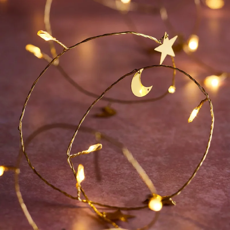 String Lights for Outdoor Dining Areas20 Moon & Star Micro Fairy Lights