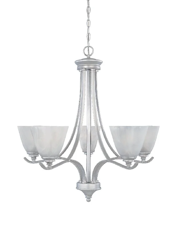 Designers Fountain Lighting 81985 MTP Bella Vista Collection Five Light Hanging Chandelier in Matte Pewter Finish