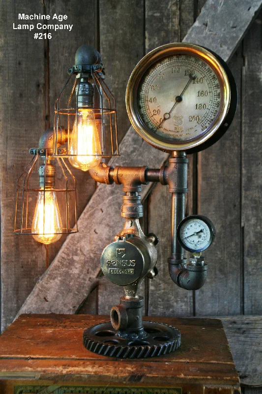 Industrial Area Lighting for Large Open SpacesSteampunk Lamp, Steam Gauge and Green Shade #216 - SOLD Industrial Area Lighting for Large Open SpacesSteampunk Lamp, Steam Gauge and Green Shade #216 - SOLD