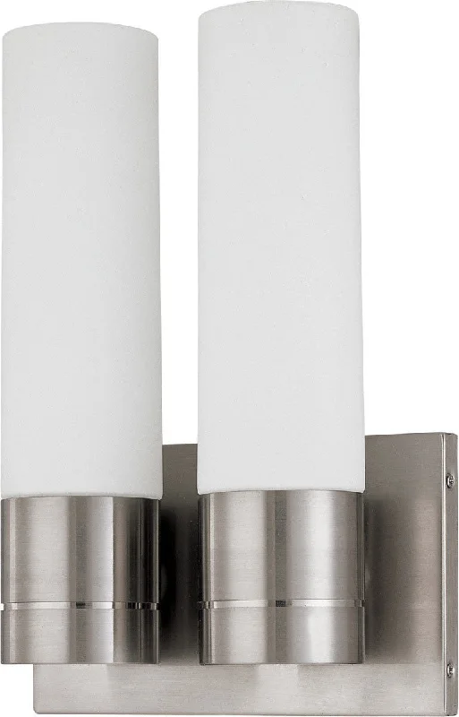 Nuvo Lighting 60-3957 Link Collection Two Light Energy Star Efficient GU24 Wall Sconce in Brushed Nickel Finish Nuvo Lighting 60-3957 Link Collection Two Light Energy Star Efficient GU24 Wall Sconce in Brushed Nickel Finish