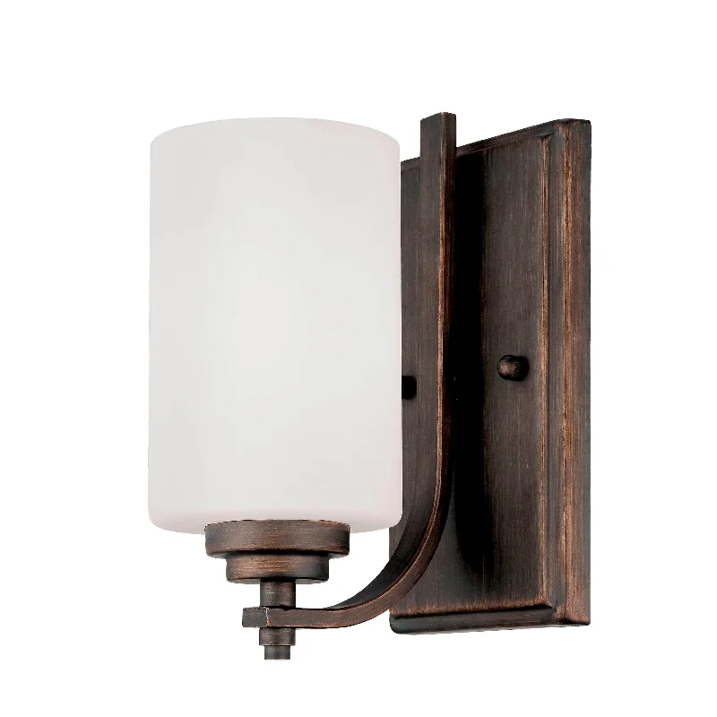 Industrial Flood Lighting for Outdoor Loading DocksBristo Wall Sconce - Rubbed Bronze - Etched White Glass - 3.25in. Extension - E26 Medium Base Industrial Flood Lighting for Outdoor Loading DocksBristo Wall Sconce - Rubbed Bronze - Etched White Glass - 3.25in. Extension - E26 Medium Base