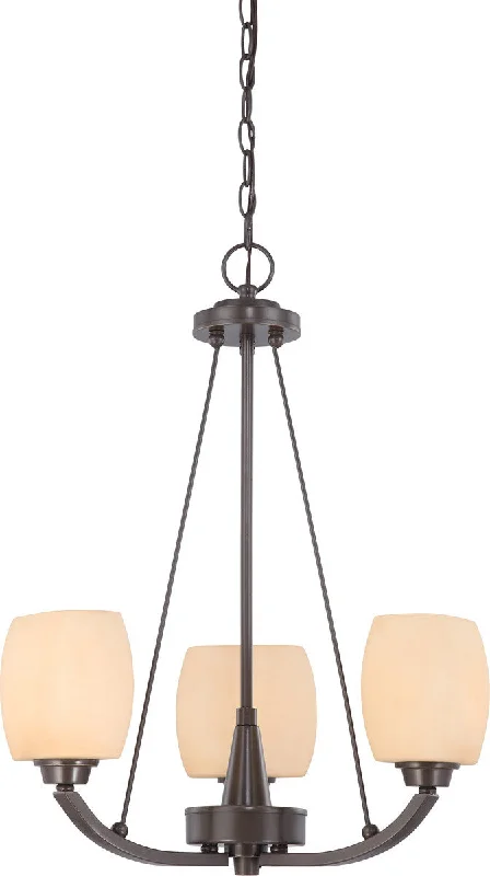 Nuvo Lighting 60-4205 Helium Collection Three Light Hanging Chandelier in Vintage Bronze Finish