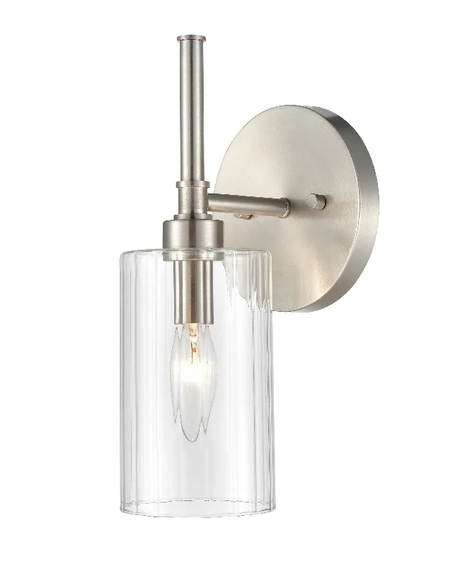 Shock - Resistant Industrial Lighting for Vibrating Machinery AreasChastine Wall Sconce - Brushed Nickel - Clear Beveled Glass - 5.5in. Extension - E26 Medium Base Shock - Resistant Industrial Lighting for Vibrating Machinery AreasChastine Wall Sconce - Brushed Nickel - Clear Beveled Glass - 5.5in. Extension - E26 Medium Base