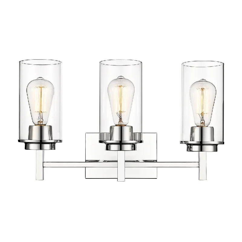 Low - Bay Industrial Lighting Fixtures for Small Factories3 Lamps Janna Vanity Light - Chrome - Clear Glass - 19in. Wide Low - Bay Industrial Lighting Fixtures for Small Factories3 Lamps Janna Vanity Light - Chrome - Clear Glass - 19in. Wide