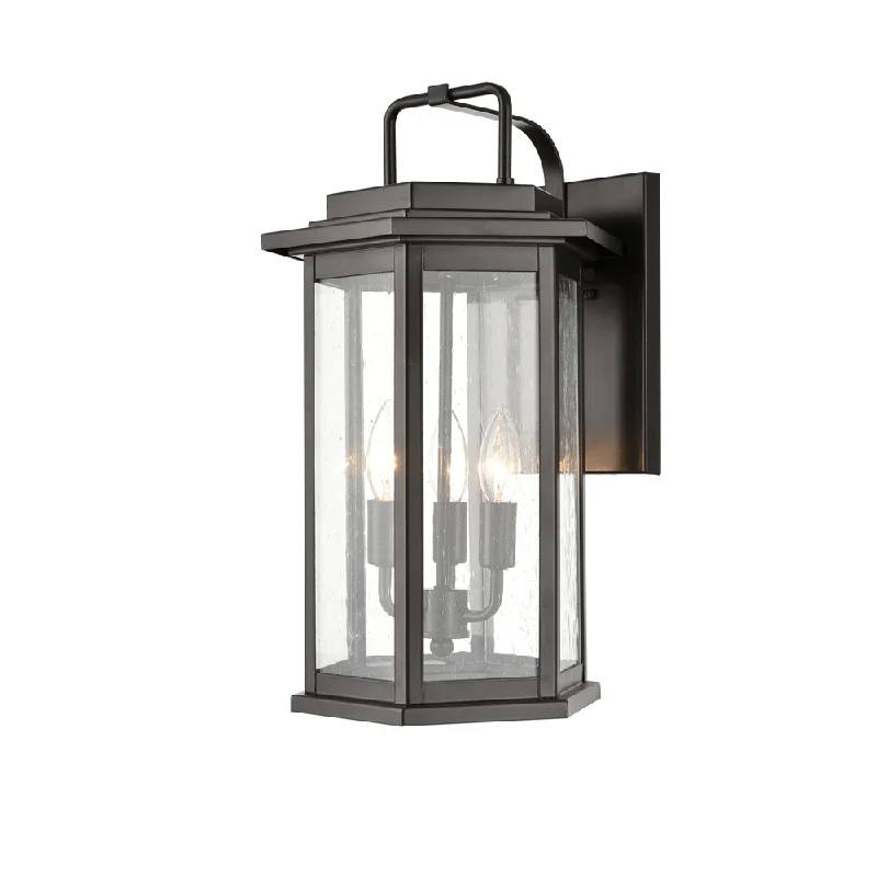 Industrial Ceiling - Mounted Lighting for Assembly PlantsEllis Outdoor Wall Sconce - Powder Coat Bronze - Clear Seeded Glass - 11in. Extension - E12 Candelabra Base