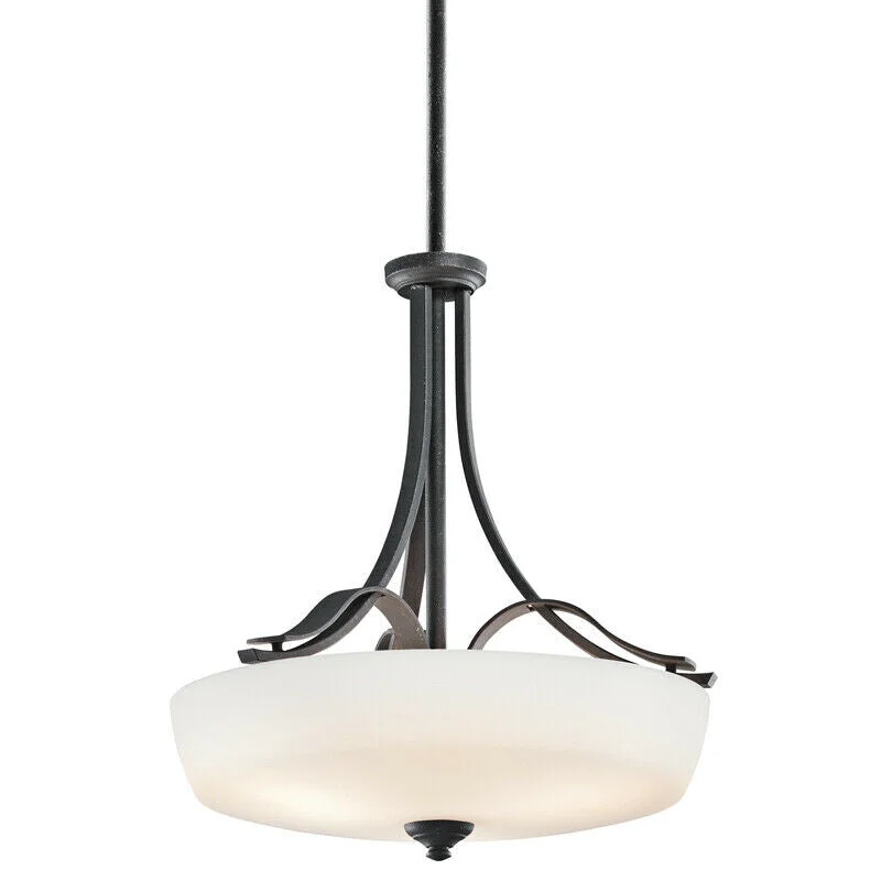 Aztec 34978 by Kichler Lighting Breton Mills Collection Three Light Hanging Pendant Chandelier in Distressed Black Finish Aztec 34978 by Kichler Lighting Breton Mills Collection Three Light Hanging Pendant Chandelier in Distressed Black Finish