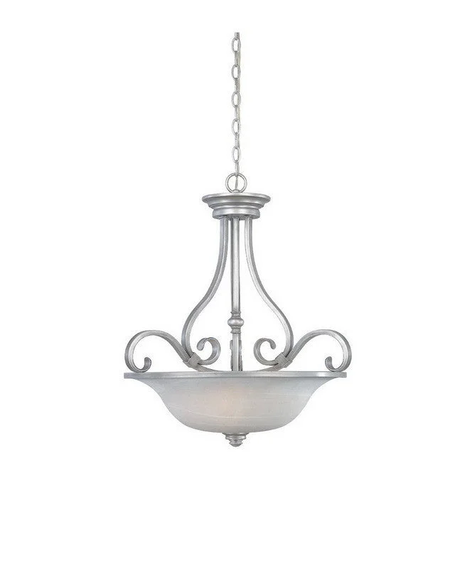 Designers Fountain Lighting 81731 MTP Montague Collection Three Light Hanging Pendant Chandelier in Matte Pewter Finish