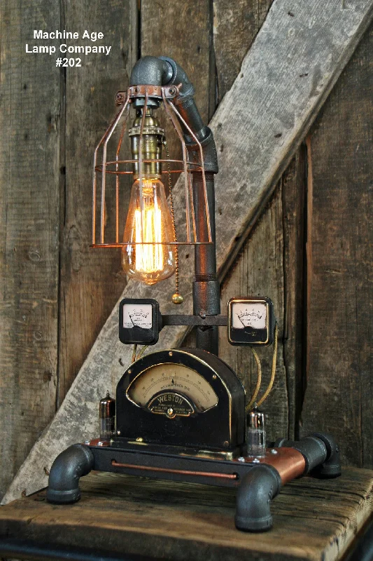 Explosion - Proof Industrial Lighting for Hazardous LocationsSteampunk Lamp, Brass Meter and Copper Base #202 - SOLD Explosion - Proof Industrial Lighting for Hazardous LocationsSteampunk Lamp, Brass Meter and Copper Base #202 - SOLD