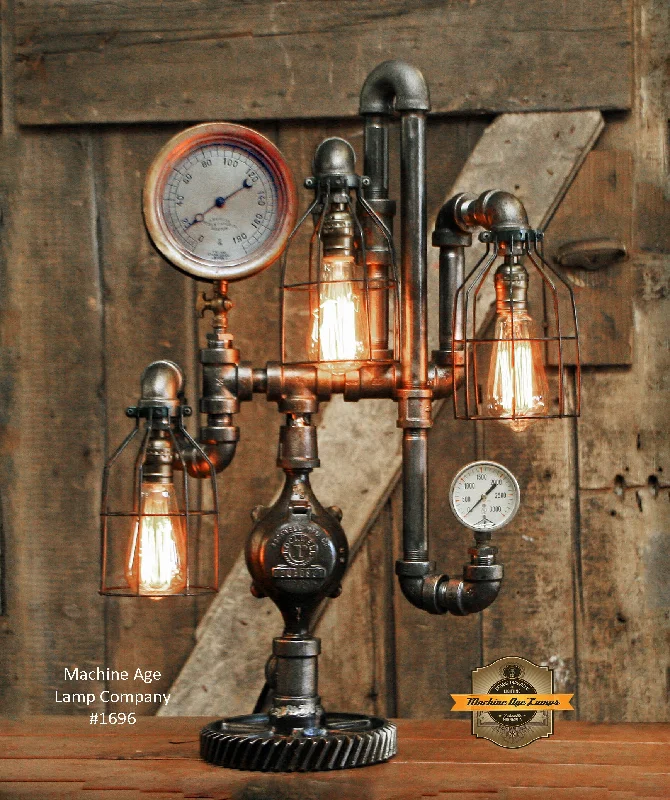 Adjustable Industrial Lighting for Flexible IlluminationSteampunk Industrial / Steam Gauge Lamp / Railroad / Train / #1696 sold Adjustable Industrial Lighting for Flexible IlluminationSteampunk Industrial / Steam Gauge Lamp / Railroad / Train / #1696 sold