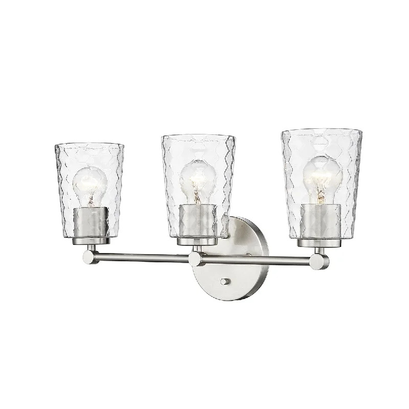 Adjustable Industrial Lighting for Flexible Illumination3 Lamps Ashli Vanity Light - Brushed Nickel - Clear Honeycomb Glass - 20in. Wide Adjustable Industrial Lighting for Flexible Illumination3 Lamps Ashli Vanity Light - Brushed Nickel - Clear Honeycomb Glass - 20in. Wide