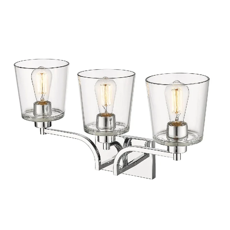 Durable Industrial Lighting for Harsh Environments3 Lamps Evalon Vanity Light - Chrome - Clear Glass - 25in. Wide Durable Industrial Lighting for Harsh Environments3 Lamps Evalon Vanity Light - Chrome - Clear Glass - 25in. Wide