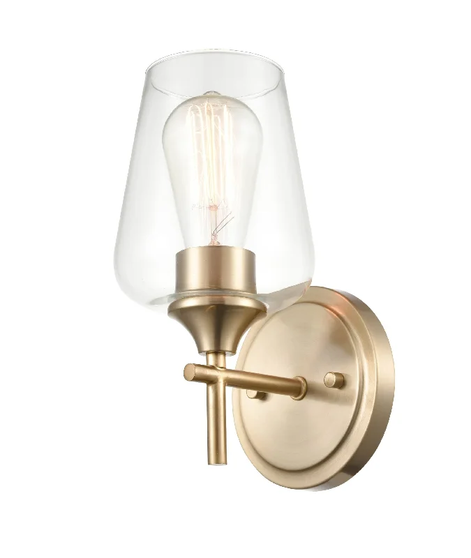Industrial Ceiling - Mounted Lighting for Assembly PlantsAshford Wall Sconce - Modern Gold - Clear Glass - 6.5in. Extension - E26 Medium Base Industrial Ceiling - Mounted Lighting for Assembly PlantsAshford Wall Sconce - Modern Gold - Clear Glass - 6.5in. Extension - E26 Medium Base