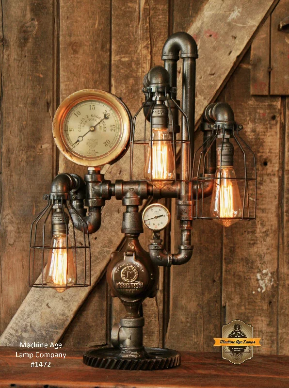 Industrial Exit Sign Lighting for Quick EvacuationSteampunk Industrial Steam Gauge Lamp / New York / Boston #1472 - Sold Industrial Exit Sign Lighting for Quick EvacuationSteampunk Industrial Steam Gauge Lamp / New York / Boston #1472 - Sold