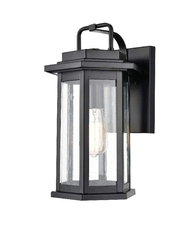 Shock - Resistant Industrial Lighting for Vibrating Machinery AreasEllis Outdoor Wall Sconce - Powder Coat Black - Clear Seeded Glass - 9in. Extension - E26 Medium Base Shock - Resistant Industrial Lighting for Vibrating Machinery AreasEllis Outdoor Wall Sconce - Powder Coat Black - Clear Seeded Glass - 9in. Extension - E26 Medium Base