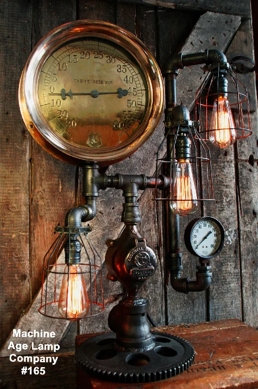 Corrosion - Resistant Industrial Lighting for Coastal FactoriesSteampunk Lamp, Steam Gauge Lighting #165 - SOLD Corrosion - Resistant Industrial Lighting for Coastal FactoriesSteampunk Lamp, Steam Gauge Lighting #165 - SOLD