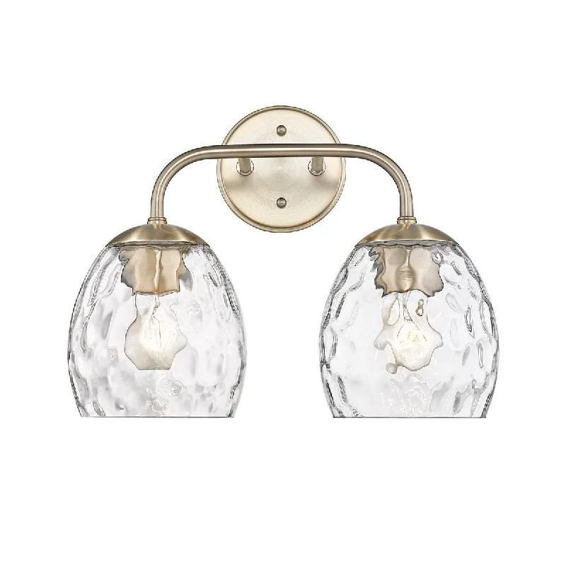 Industrial Lighting for Metal Fabrication Shops2 Lamps Gallos Vanity Light - Modern Gold - Thumb Print Glass - 15.125in. Wide Industrial Lighting for Metal Fabrication Shops2 Lamps Gallos Vanity Light - Modern Gold - Thumb Print Glass - 15.125in. Wide