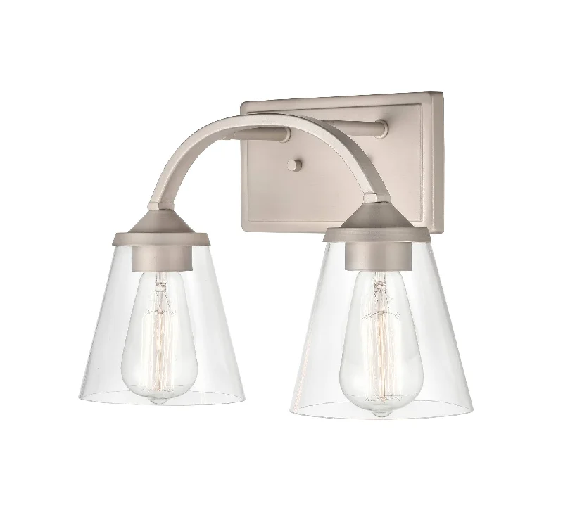 Industrial Lighting for Chemical Plants2 Lamps Josleen Vanity Light - Satin Nickel - Clear Glass - 14in. Wide Industrial Lighting for Chemical Plants2 Lamps Josleen Vanity Light - Satin Nickel - Clear Glass - 14in. Wide